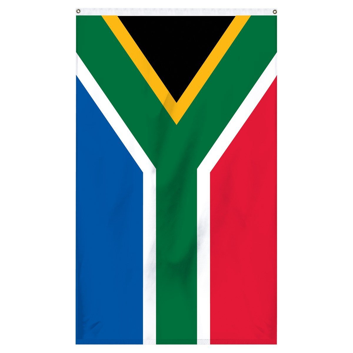 South Africa National flag for sale to buy online from Atlantic Flag and Pole. Black, yellow, green, white, red, and blue colored flag.