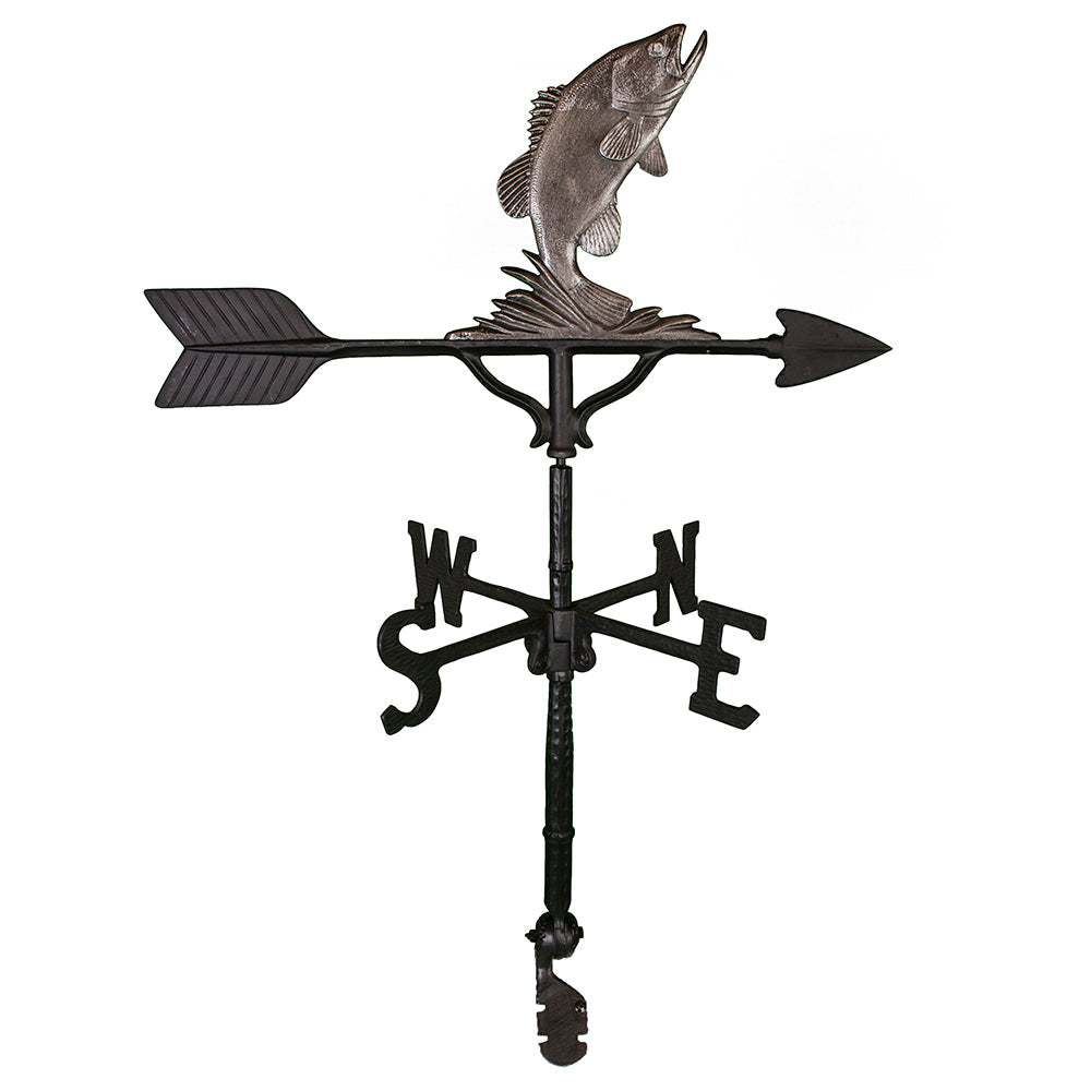 swedish iron colored fishing bass weathervane picture